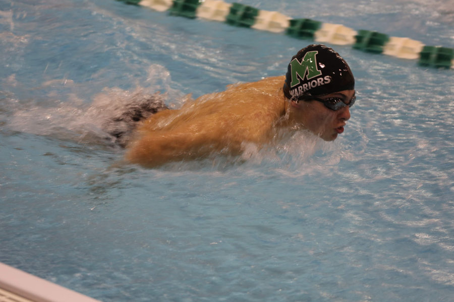 Will Tornambe moves through the water while swimming butterfly during the 200 independent medley.  
