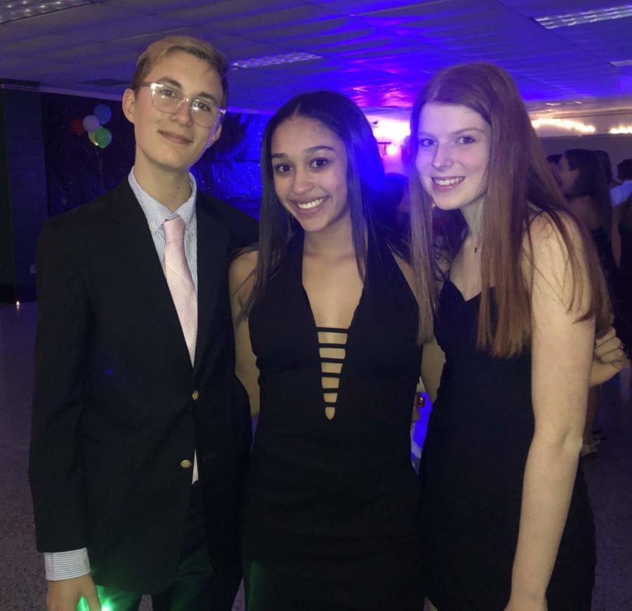 Ben Cunningham, Bianca Robinson, and Sarah Lawrie color coordinated for the dance.
