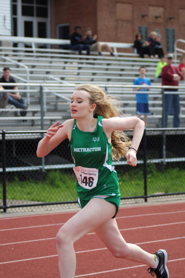 Sophomore Maria Coyle competed in the 100m dash.
