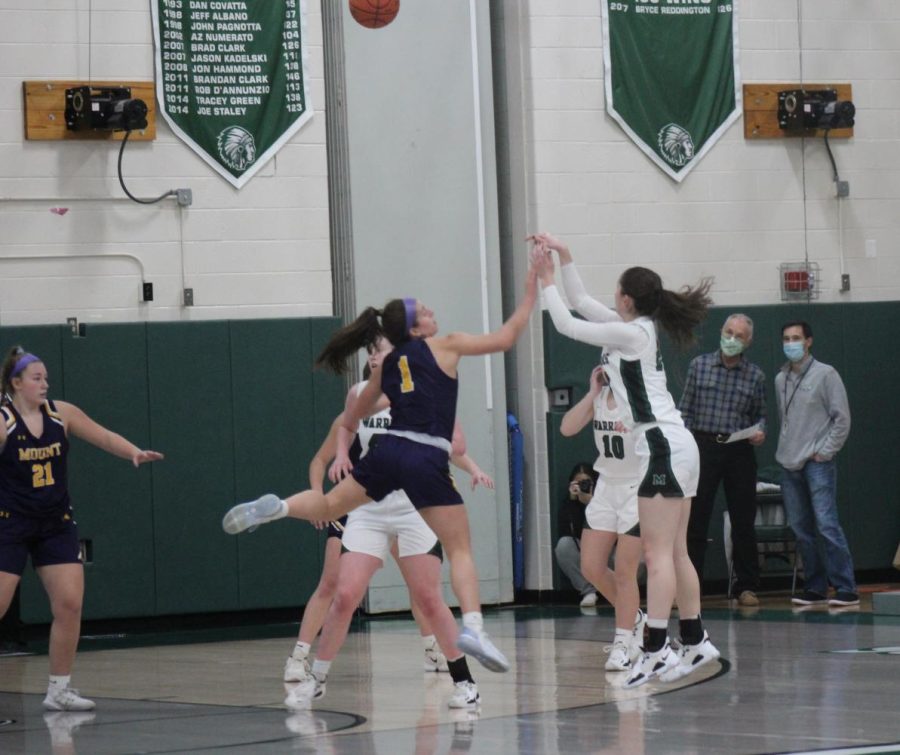 Nicole Timko launches a three in an attempt to add to the Warriors lead. Timko ended with 19 on the evening. 