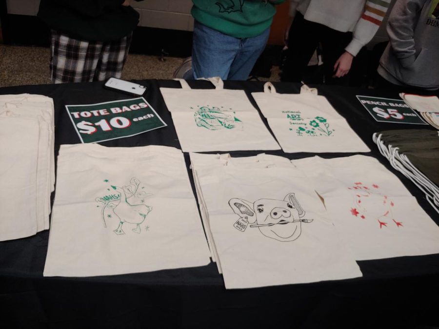 Tote bags were on sale by the NAHS