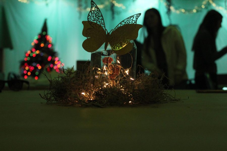 Club members placed butterfly and fairy centerpieces  at each table.