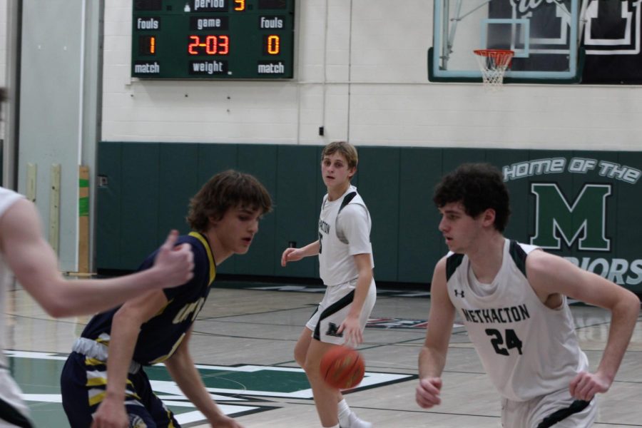 Senior Cam Chilson facilitates his offense while he waits for a play to develop.
