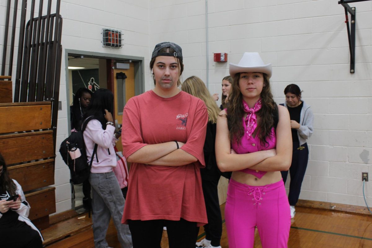 (from left) Mia Picozzzi and Amelia LeVay Dressed as Adam Sandler and Barbie. 