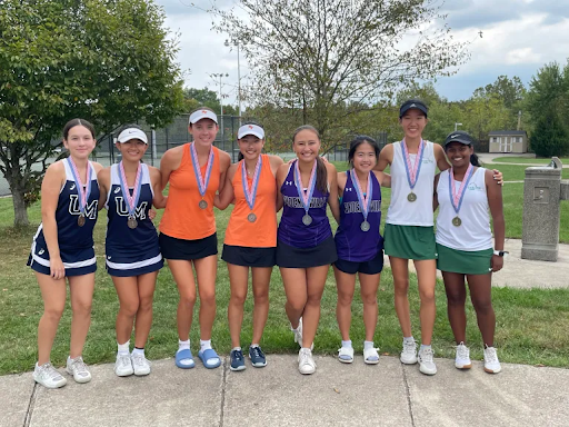 (from left) Upper Merion’s Hamric & Doan earned fourth; Perk Valley’s Riefer & Li won third; Phoenixville’s Pham & Xu took second; and Methacton’s Lian & Suresh won the PAC Championship